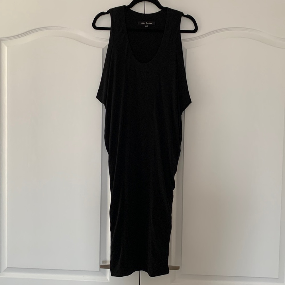 Lida Baday Black Sleeveless Midi Dress with Scoop Neck